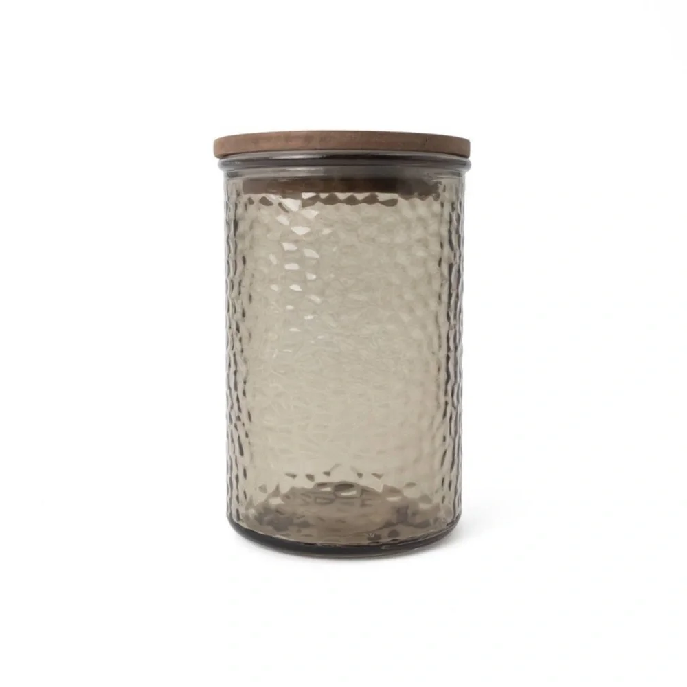 New! Target Bullseye Playground Taupe Hammered Glass Canister with Wooden Lid